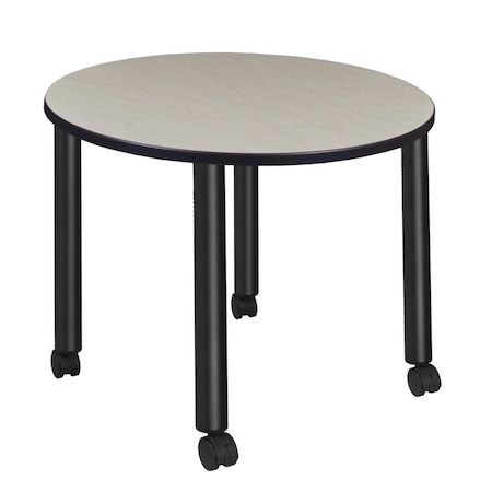 Regency Kee Mobile Tables, 36 W, 36 L, 29 H, Wood, Metal Top, Maple TBMC36RNDPLBK